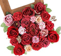 AGIRL Red Artificial Flowers Combo Fake Flowers Red Rose Silk Flowers Fake Floral Arrangements for DIY Wedding Bouquets Centerpieces Table Decor Baby Shower Home Decor