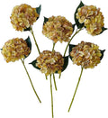 Hydrangea Artificial Flowers,6 Pcs Faux Hydrangea Flowers,Artificial OchreYellow Hydrangeas Flowers with Stems,Fake Hydrangeas,Yellow Silk Flowers with Stems for Home Decor