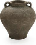 LuxenHome Rustic Large Flower Vase,14'' Tall Brown Terracotta Cauldron Vase,Farmhouse Decorative Vases for Dining Table Decor,Vintage Pottery Ceraimc Vase Living Room Office Home Decor