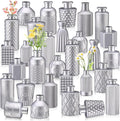 Yaomiao 30 Pcs Vases Bulk Colored Flower Glass Christmas Vases Bud Vintage Colored Glass Bottles Colorful Rustic Embossed for Home Wedding Table Decorations Gifts(Silver Series)