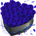 Preserved Rose in Heart Shape Box, 27 Forever Flowers, Eternal Roses, Birthday Gifts for Women, Wife, Her, Mother's Day, Blue