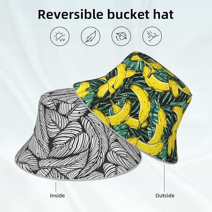 Bucket Hat Beach Summer Sun Hat Reversible Fisherman Hats Double Sided Wearing for Women Men Boys Girls