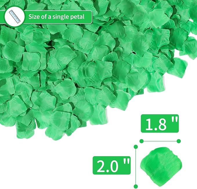 2200 Pcs Artificial Fake Rose Petals,Flower Petals for Romantic Night,Engagement, Party, Wedding, Event Flower Decorations, in Bulk(Green)