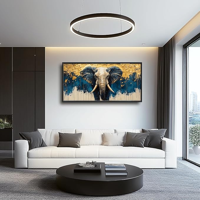Elephant Large Wall Art Elephant Big Pictures Wall Decor Wild Animals Above Over Bed Canvas Prints Painting Framed Artwork Decoration for Bedroom Living Room Bathroom Office 60"x30"
