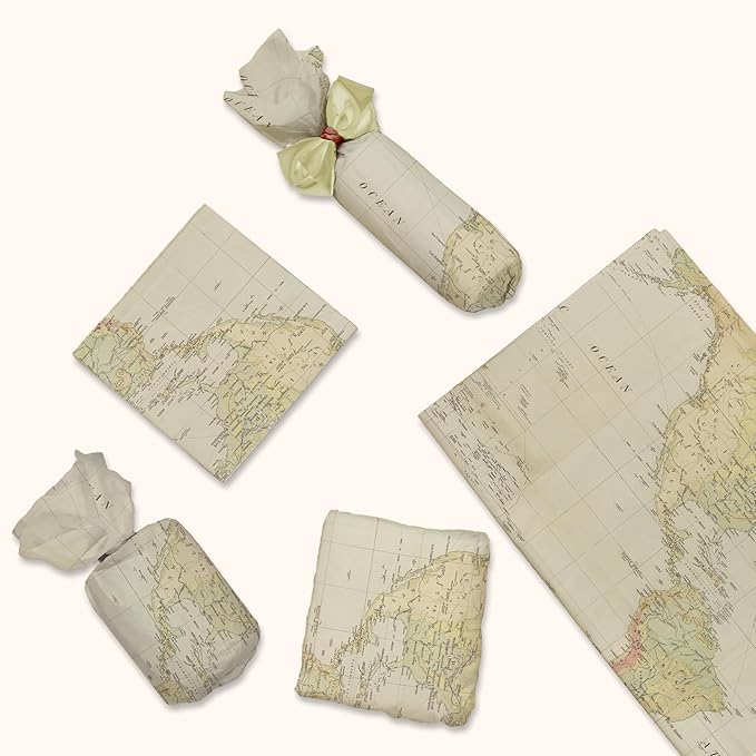 Map Printed Tissue Paper for Gift Bags or Boxes and Wrapping - Traveling Bulk Decorative Art Tissue Paper for Packaging and Gifting | 24 Sheets 20" x 30"