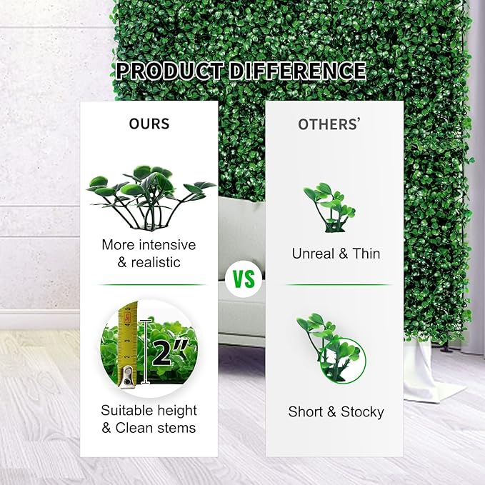 24 Pieces 24"x 16" Artificial Boxwood Panel, Grass Wall Panel, Boxwood Hedge Wall Panels UV Protected Suitable for Artificial Green Wall Decor, Fence Garden Wedding Backyard Decor