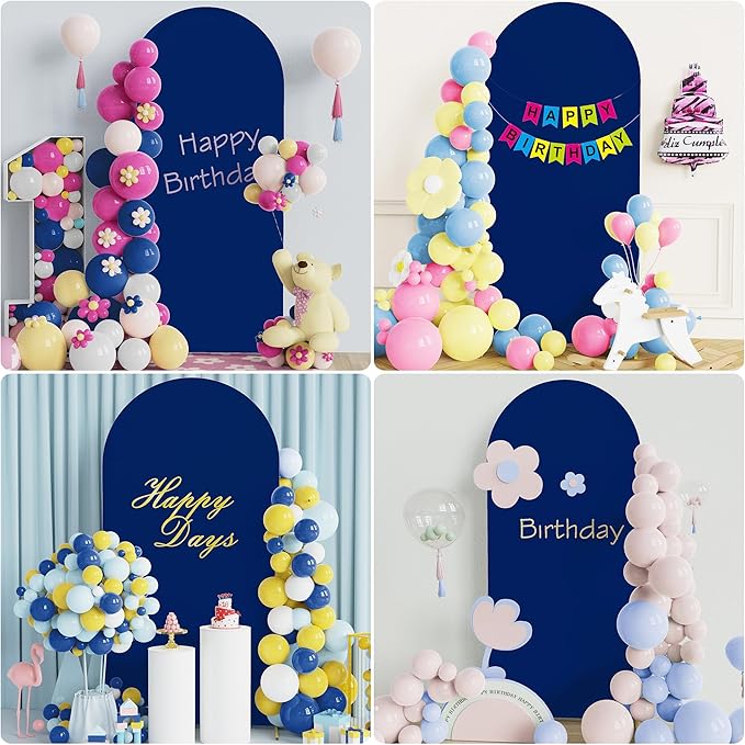 Wokceer 6.6FT Wedding Arch Cover Spandex Fitted Wedding Arch Stand Covers Round Top Chiara Arch Backdrop Cover for Birthday Party Ceremony Banquet Decoration Royal Blue