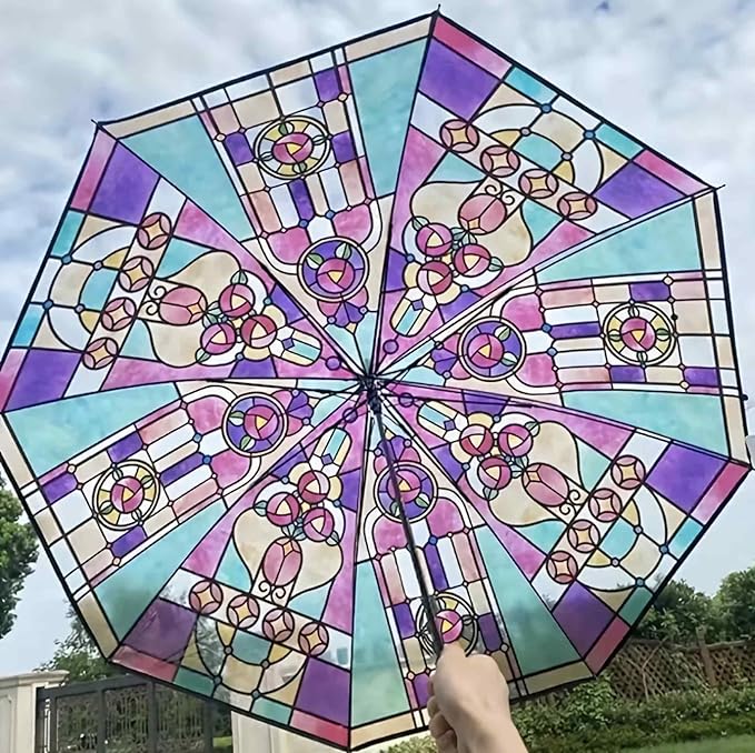 transparent vintage parasol umbrella, cute automatic folding umbrella totes umbrellas automatic open and close collapsible rain for women, compact eezy unique aesthetic for girl
