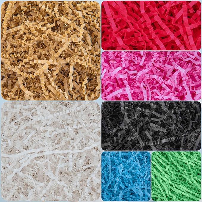 Caleihd Crinkle Cut Paper Grass Filler for Easter Christmas Wedding Birthday Bridesmaid Engagement Craft Gift Boxes Bags Filler Decoration 4.5oz Red