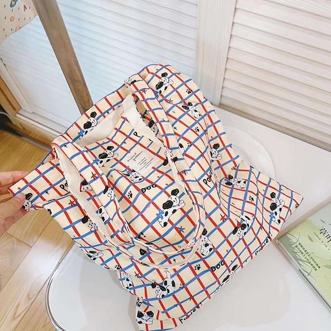 Cotton Canvas Tote Bag Reusable Soft Grocery Cloth Bag Floral Shoulder Bag for Beach Travel Shopping