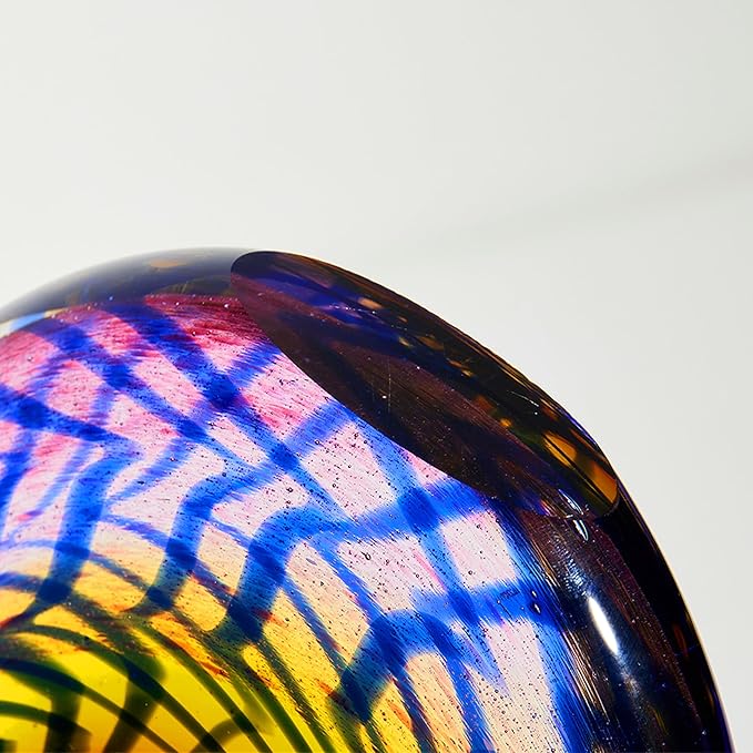 Luxury Lane Hand Blown Abstract Peacock Sommerso Art Glass Sculpture for Home Decor 15 inch Tall Centerpiece Table Decoration