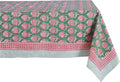 ATOSII Roma Green 100% Cotton Spring Summer Tablecloth, Handblock Print Rectangle Table Cover for Kitchen Dining Linen I Parties, Outdoors, Wedding, Easter Table Cloth I 72 X 108 Inches I 8 Seater