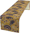 Boho Floral Table Runner, Mustard Yellow Paisley Floral Vintage Farmhouse Table Runner for Kitchen Dining Holiday Party Decor, 13x108 Inch