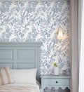 Peel and Stick Wallpaper Blue and White Floral Wall Paper for Bedroom Blue Contact Paper for Cabinets Self-Adhesive Removable Wallpaper for Bathroom Kitchen Wall Decor 118" x 17.3"