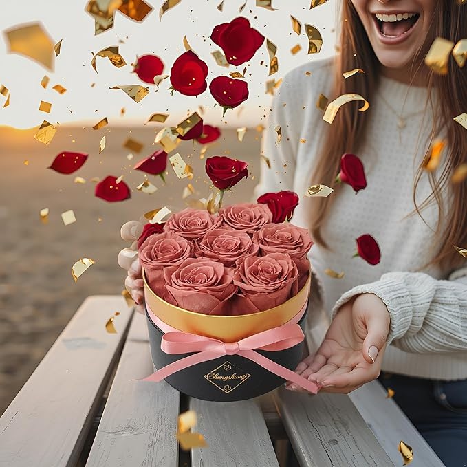 Changshunqi Forever Flowers, Preserved Real Rose in Box Preserved Flowers for Delivery, Eternal Rose Flower Last 2-3 Years, Anniversary Roses Forever Birthday Gifts for Women Mothers, Wife, Her, Mom