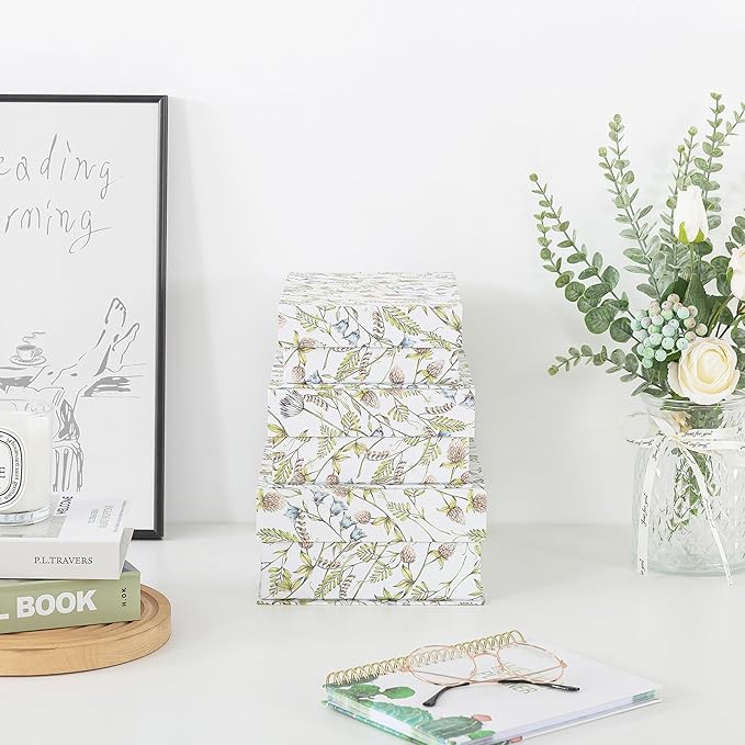 Soul & Lane Decorative Cardboard Storage Boxes, Set of 3 Floral Pattern Keepsake Boxes with Magnetic Closure, Nesting Memory Storage for Organizing and Home Décor, Wild Garden
