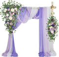 Ting's time Wedding Arch Flowers Kit (Set of 5) 2 Pcs Purple Artificial Flower Arrangement 3 Pcs Arch Draping Fabric for Wedding Ceremony Arbor and Reception Backdrop Decoration(Lilac&White)