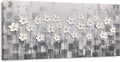 Yihui Arts Wall Art Pallet Knife Pictures Painting White Lily Bouquet of Flowers Oil Painting Floral Artwork Print on Wrapped Canvas for Walls