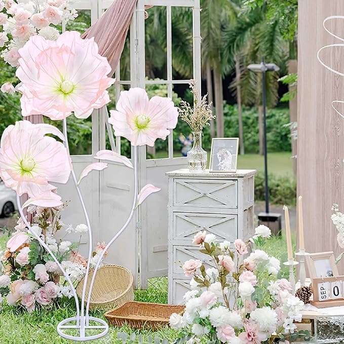 B-COOL Artificial Giant Flowers for Decoration: Pink Huge Flowers 5.58 ft Large Silk Flower Faux Floral for Wedding Reception Arrangements Photographic Props Party Background Decor