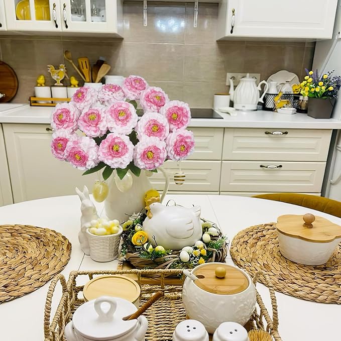 2 Pcs Artificial Flowers Spring Summer Outdoor Flowers Pink Zinnias Silk Flowers with Stems Zinnia Elegans Artificial Zinnias for Outdoors Floral Arrangements Table Centerpieces Wedding Decor