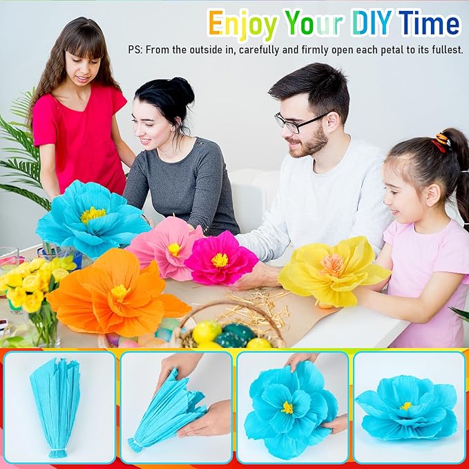 Giant Paper Flowers Artificial Large Paper Flower Decoration for Handcrafted Wall Backdrop Christmas Mexican Wedding Graduation Bridal Shower Birthday Party Supplies(Mexican Fiesta,24 Pcs)