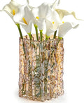 Aoderun Glass Vase Crystal Vase Heavy Duty Large Flower Vase for Dining Table Kitchen Office Home Shelf Wedding Living Room Centerpieces(Amber)