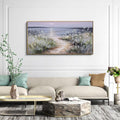 KLAKLA Bedroom Decor Wall Art Blue Beach Picture Ocean Theme Flower Canvas Print Modern Coastal Seascape Painting Framed Seaside Artwork Floral Daisy for Home Sea Lake Living Room 29x58 Inch