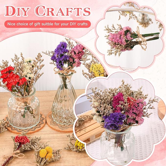 10 Pack Forget Me Not Dried Flowers Bouquets Natural Dry Flower with Stem Mini Dried Embossing Flower Dry Floral Arrangement for Vase, Crafts, Table Centerpieces, DIY, Photo Prop, Wedding, Home Decor