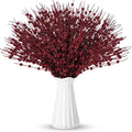 Geosar 30 Pcs Christmas Artificial Glitter Berry Stem Decorations 17 Inch Faux Stick Floral Pick Centerpiece Bouquet Flower Bead Twigs for Centerpiece Tree Wreath Xmas Ornaments Home(Burgundy)