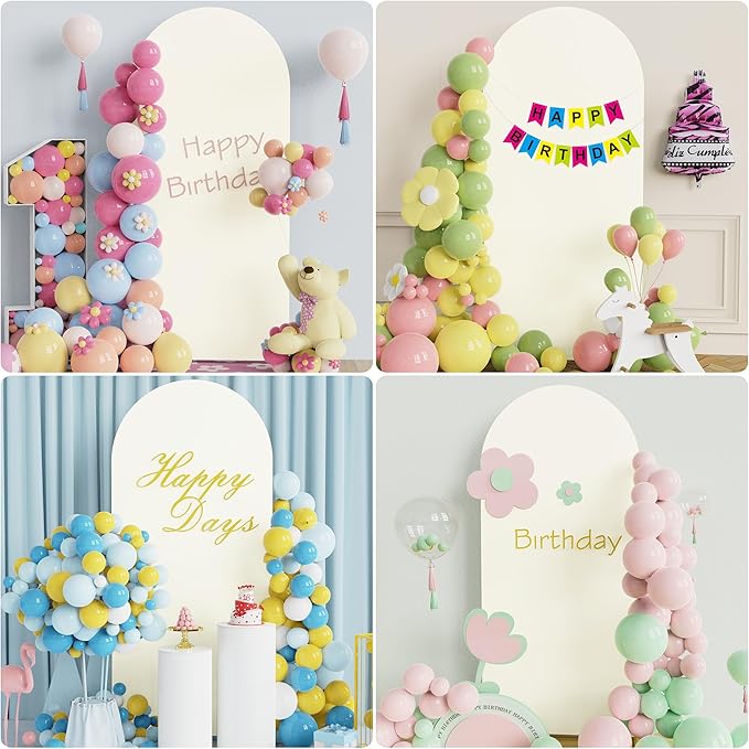 Wokceer 6FT Wedding Arch Backdrop Cover Spandex Fitted Ivory Wedding Arch Covers Round Top Chiara Backdrop Cover for Birthday Party Ceremony Banquet Decoration