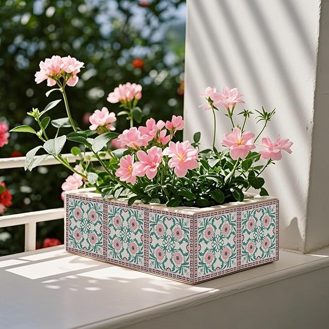 CHGCRAFT 36 Pcs 4 Style Wall Stickers Pink Flower Pattern Peel and Stick Wall Tile Sticker Vintage Flower Waterproof Self Adhesive Stick on Tile Decals for Kitchen Bathroom Art Decor, 4×4 Inch