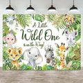 12x8ft Baby Shower Backdrop A Little Wild One is On The Way Photography Background Jungle Animals Tropical Green Leaf Newborn Birthday Party Banner Decorations Gender Reveal Photo Booth Prop