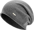 100% Wool Slouchy Beanie, Warm Beanie Hats for Women Breathable Knitting Skull Beanies Cap for Spring Fall Winter
