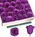 Glitter Roses Bouquet,30PCS Fake Purple Roses Glitter Flowers for Crafts Wedding Bouquet Party Christmas Home Decor(Dark Purple)