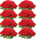 Hotop 120 Pcs Roses Artificial Flowers in Bulk,Long Stem Artificial Flower Bouquet,Silk Real Touch Fake Rose for Wedding Party Table Centerpieces Decor Valentines Gifts(Red)