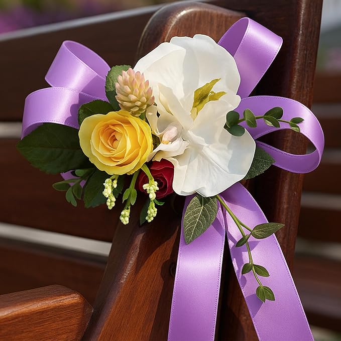 Fullive Lavender Ribbons, 1 1/2 Inch 30 Yards Ribbons for Crafts, Polyester Satin Ribbon for Gift Wrapping for Birthday Wedding Graduate Valentines Day Decorations Wrapping Bouquet Floral Arrangements
