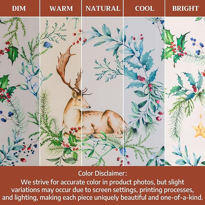 Maison d' Hermine Table Runner 100% Cotton Single Layer Table Runners 108 inches Long for Thanksgiving Christmas Decorations Home Kitchen Dining Party Wedding (Holly Time, 14.5" x 108")