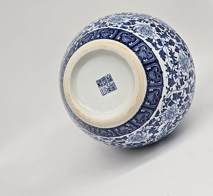 16" Classic Blue and White Porcelain Gourd-Shaped Vase, China Ming Style, Good Fortune, Fengshui, Jingdezhen