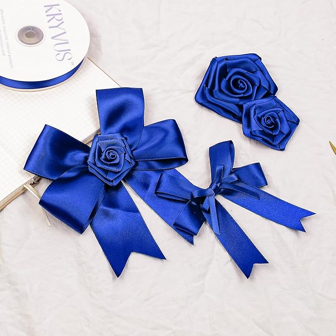 Royal Blue Satin Ribbon, Double Faced 7/8 Inch X 25 Yards Royal Blue Ribbon, Premium Satin Ribbon for Gift Wrapping, Crafts, Hair Bow Making, Sewing, Flower Bouquet, Wedding Party Decor