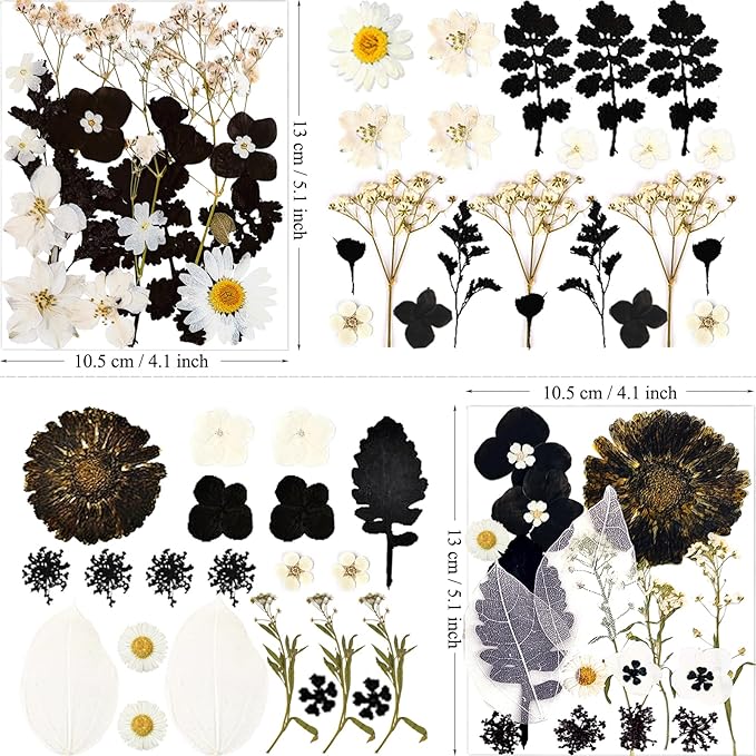 84Pcs Black Dried Pressed Flowers for Resin Molds, Bulk Real Natural Dry Floral for DIY Art Crafts, Epoxy Jewelry, Candle, Soap Making, Nails Decor, Phone Case