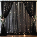 20x8ft Black Tulle Backdrop Curtain with Lights String for Parites, Sheer Backdrop Curtains for Wedding Baby Shower Birthday Party Photo Shoot Decorations