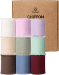 Vitalizart 9 Rolls 1.5" Chiffon Silk Ribbon Handmade Fringe Total 27 Yd Frayed Edges Ribbons for Wedding Invitations Gifts Wrapping Crafts Holiday Decor Bridal Bouquets