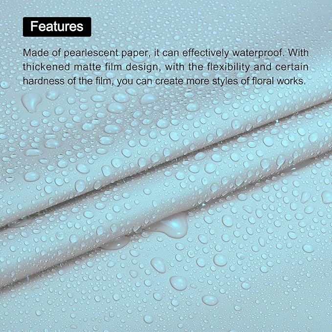 MECCANIXITY 20 Pcs Flower Wrapping Paper 22.8x22.8 Inch Waterproof Florists Wrapping Paper for Florist Bouquet Supplies, DIY Crafts, Gift/Gift Box Packaging Blue