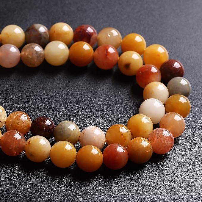 6MM 60PCS Natural Stone Golden Thread Jade Crystal Loose Beads for Jewelry Making DIY Bracelet Necklace 1 Strand 15’’