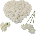 Artificial Satin Rose Flower Heads,48 Pcs Silk Rose Heads with Stems,3.3'' Rose Artificial Flowers Bulk,Artificial Rose Flower Heads for DIY Crafts Bouquet (48, Ivory)