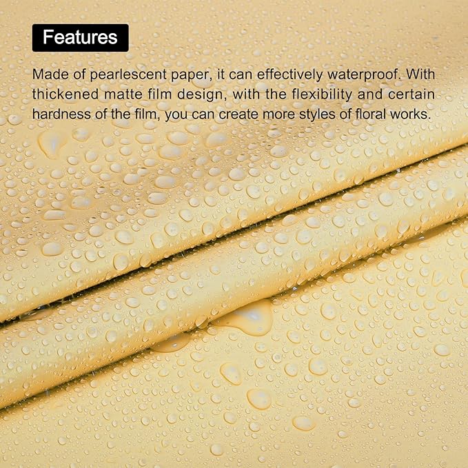 MECCANIXITY 20 Pcs Flower Wrapping Paper 22.8x22.8 Inch Waterproof Florists Wrapping Paper for Florist Bouquet Supplies, DIY Crafts, Gift/Gift Box Packaging Cream