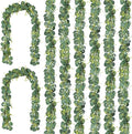 CQURE 8 Pack 5.9Ft Eucalyptus Garland,Artificial Eucalyptus Flowers Leaves Table Greenery Garland Wreath Vines for Wedding Party Table Bedroom Wall Decor