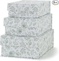 Soul & Lane Decorative Cardboard Storage Boxes, Set of 3 Light Green Floral Pattern Keepsake Boxes with Magnetic Closure, Nesting Memory Storage for Organizing and Home Décor, Blossom Harmony