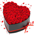 VEVOR Forever Flowers, 50 Preserved Roses in a Heart Shape Box, Eternal Flowers Immortal Bouquet Birthday Present for Delivery Prime Women Her Wife Mothers, Anniversary, Valentine's Day,Christmas, Red