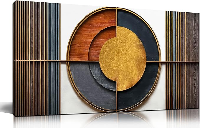 Large Canvas Wall Art for Living Room Bedroom Home Office Brown and White Wood Color Geometrical Picture Modern Canvas Prints Framed Wall Decor Size 20x40
